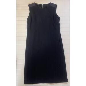 Lafayette 148 New York Navy Blue Suede Detail Shift Dress Size Women's Small